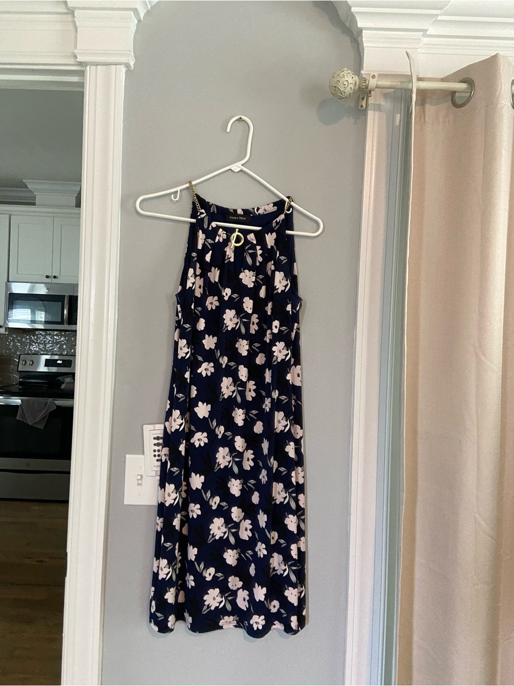 Ivanka Trump Navy Blue Floral Halter Dress